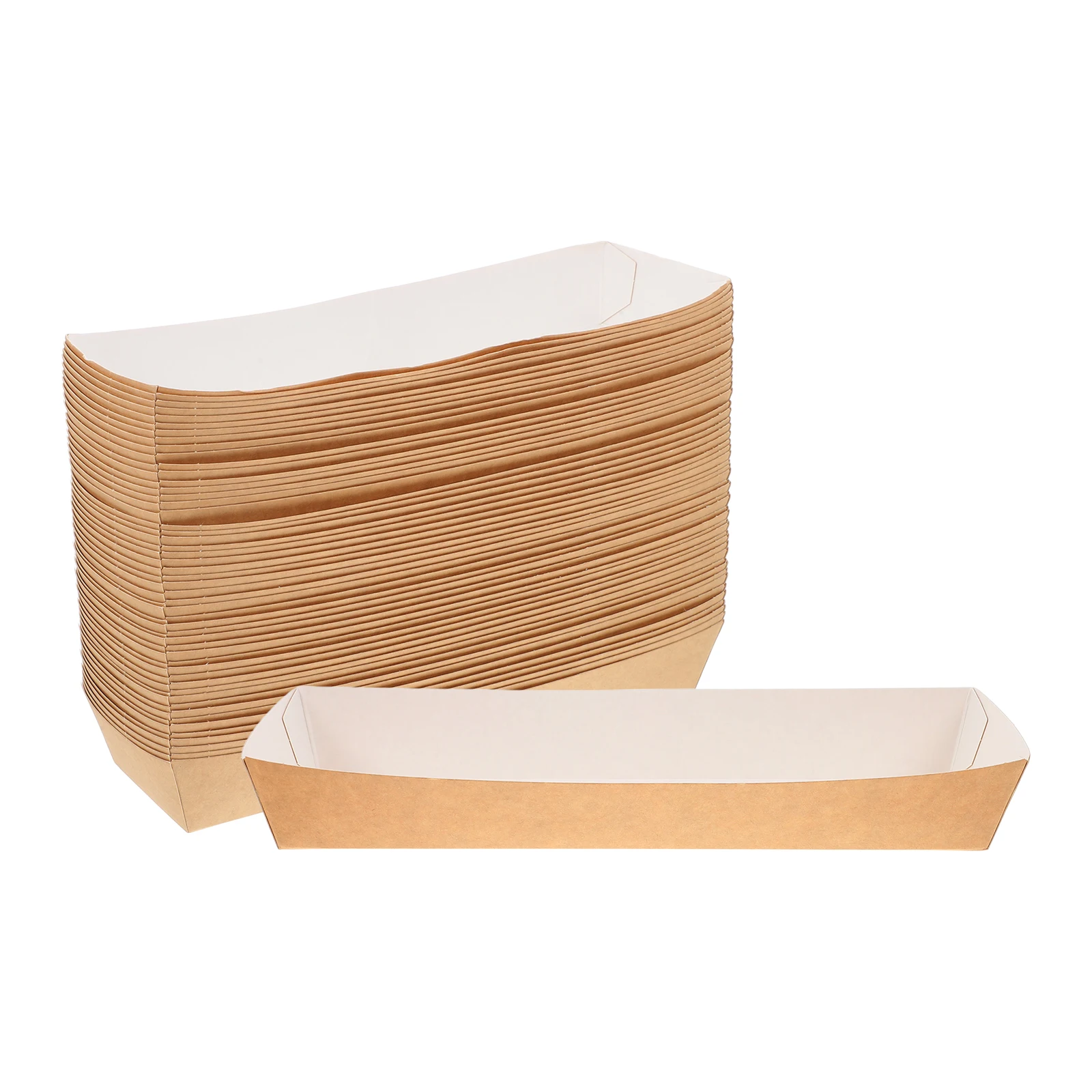 

50pcs Disposable Food Takeout Containers Grease Resistant Packing Boxes Snack Boxes Chinese Takeout Containers Paper Food Tray