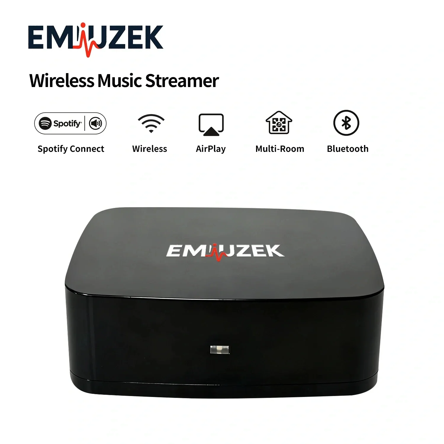 

EMiUZEK R10 WiFi Bluetooth Audio Receiver Optical AUX Output Home Wireless Sound System Black Color