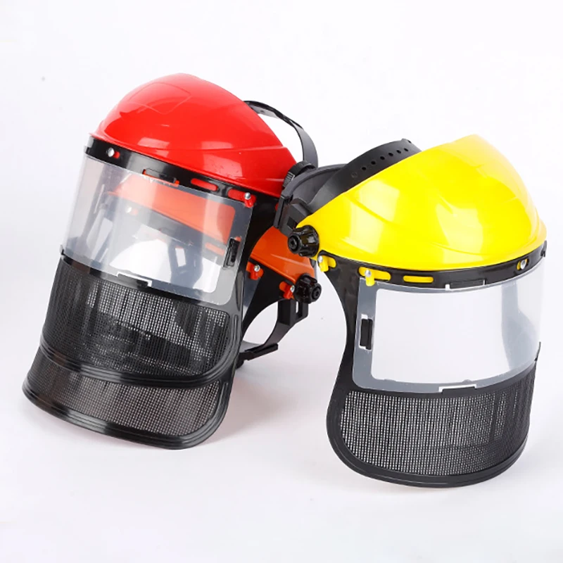 【LM】Garden Grass Trimmer Weed Wacker Safety Helmet Hat With Full Face Mesh Mask For Logging Brush Cutter Forestry Protection