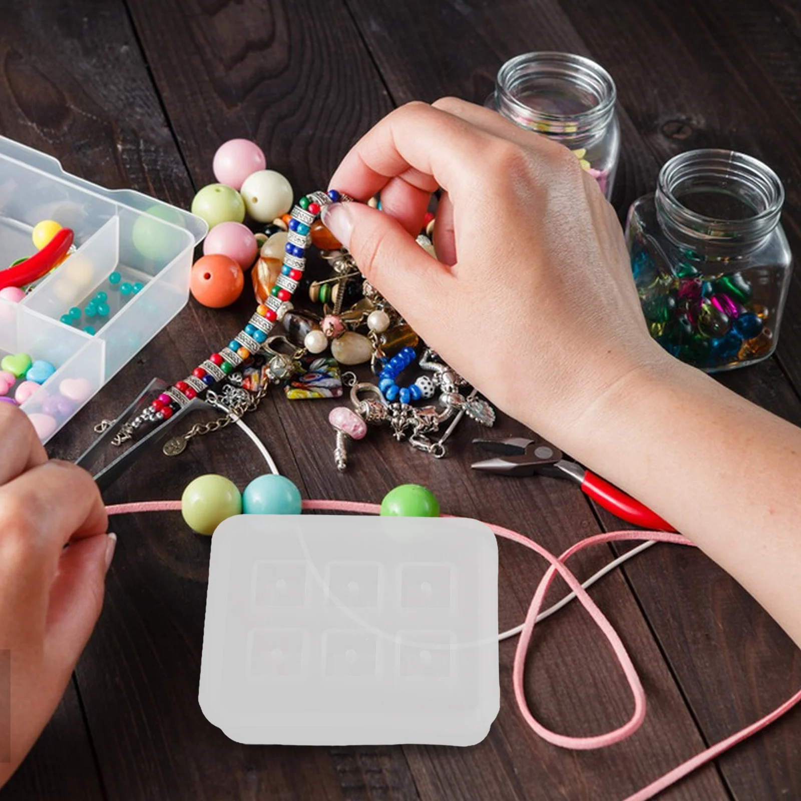 4 قطعة كرة سيليكون مربعة الراتنج الايبوكسي قالب صنع المجوهرات بوليمر كلاي الصابون كابوشون الأحجار الكريمة لتقوم بها بنفسك صياغة المشاريع