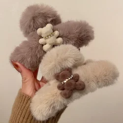 2022 moda autunno e inverno cartone animato a forma di orso capelli artiglio donne copricapo peluche capelli granchio squalo Clip stile coreano copricapo