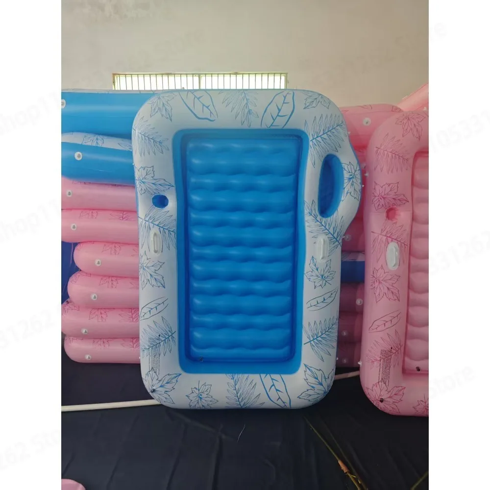 Inflatable Maple Leaf Floating Bed with Mesh Backrest Swimming Ring for Pool Water Lounge Sunbathing