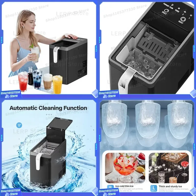 Mini Portable Electric Plastic Ice Maker Bullet Ice Cubes 6 Cubes/Day 10kg/day Capacity Self-Cleaning Energy Efficient