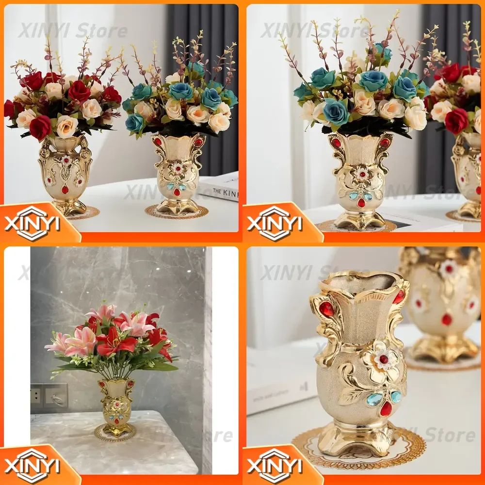 European Style Ceramic Countertop Vase for Living Room Entrance TV Cabinet Flower Arrangement Table Decoration Home Decor