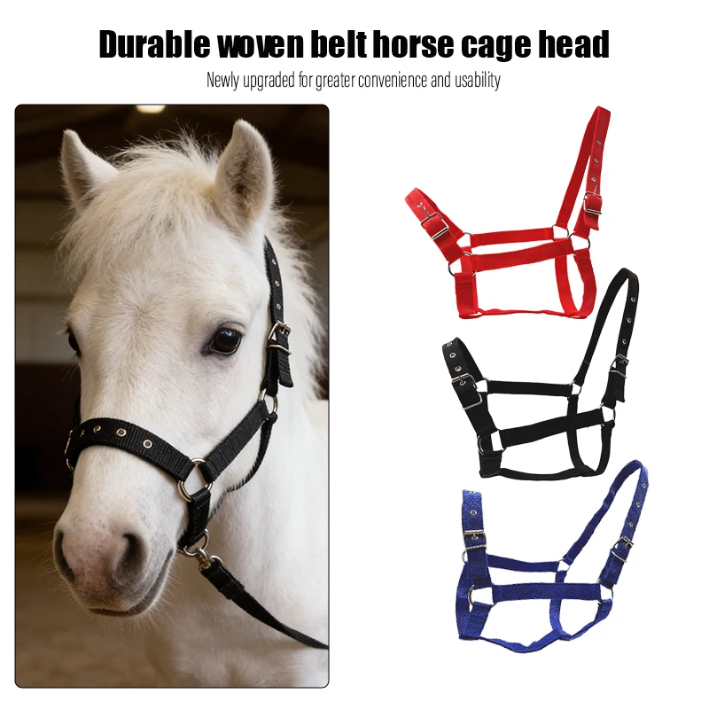 Adjustable Nylon Horse Halter with Lead Rope – Durable Ponies & Horses Grooming Training Tack,Horse Halter Adjustable