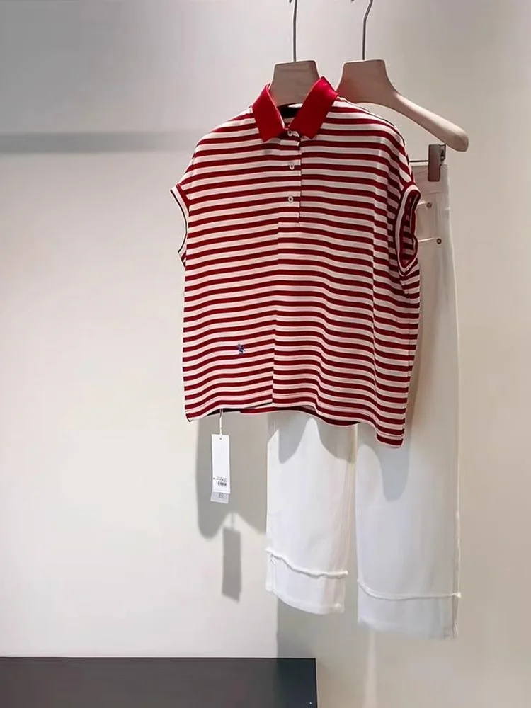 

plus Size 300 Pou Women's Ne Svel T-irt Casual Striped Korean Sle College Wind Summer Leisure irt