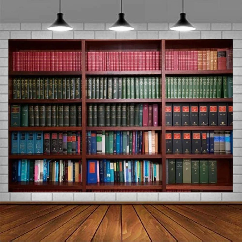 Fondo de estantería, pancarta, estudio, oficina, fotografía, telón de fondo para videoconferencia, biblioteca, libros mágicos, estantería Vintage, póster
