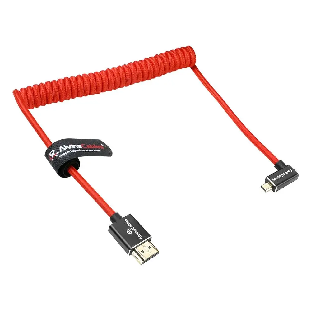 

Прямоугольный Micro HDMI-HDMI 8K 60 Гц плетеный спиральный 2.1 для Sony Canon Fuji
