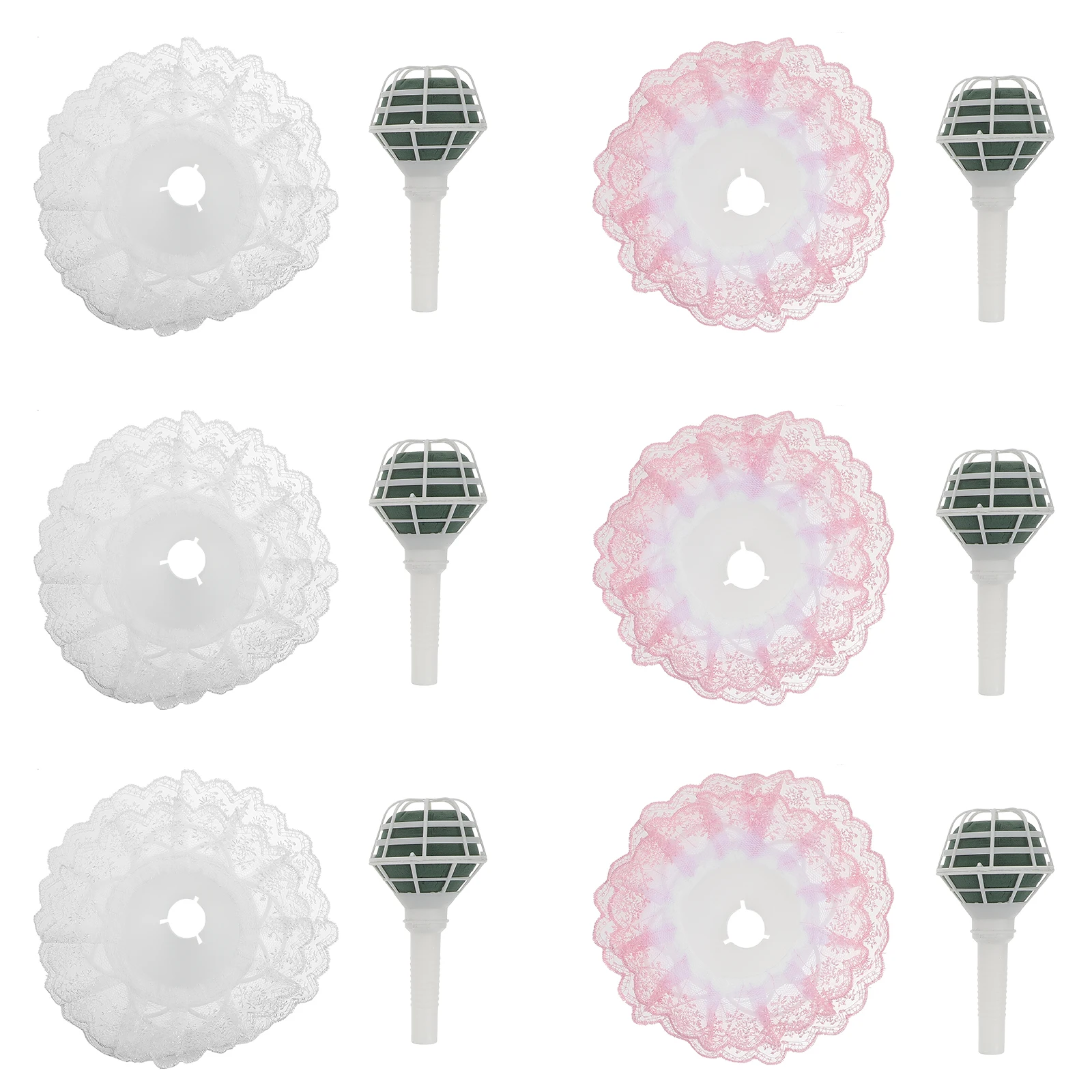 

6 Sets Plastic DIY Bouquet Holders Wedding Floral Bride H held Torus Mud Compact Storage Carry bouquet holders floral h