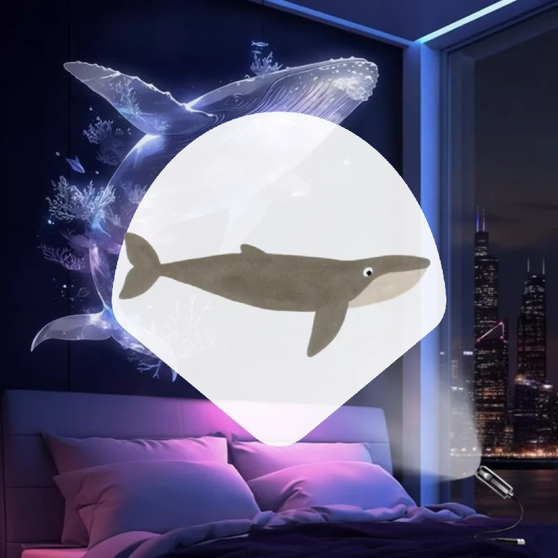 USB Flexible LED Projector Night Light Mini Size Cute Butterfly Whale Projection for Travel Camping Portable Lighting