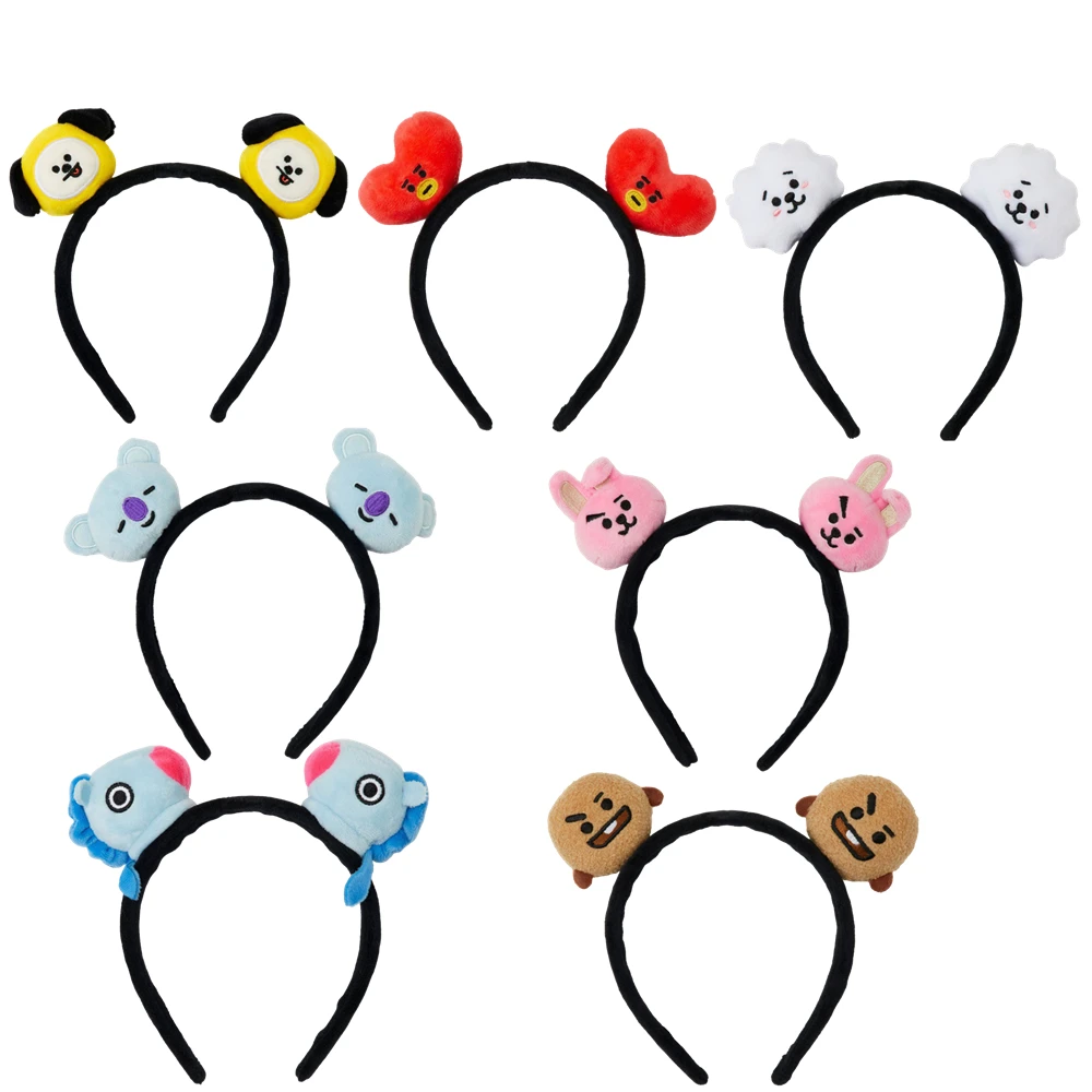 Kawaii BT21 Tata Rj Chimmy Cooky Shooky Mang Koya Cartoon Plush Headband Girls Washing Headband Give Gifts To Girlfriend