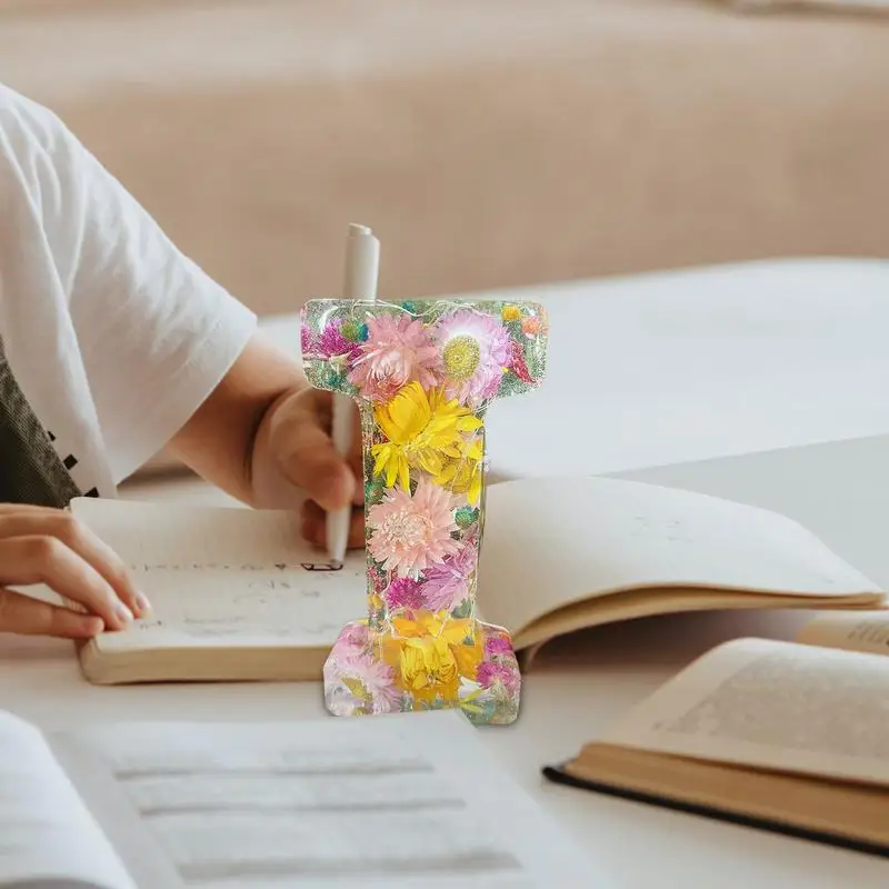 تضيء الحروف الأزهار رسالة ضوء الليل الراتنج المجففة زهرة مصباح مع توهج لينة لمكتب الحضانة عيد ميلاد الزفاف عيد ميلاد #2