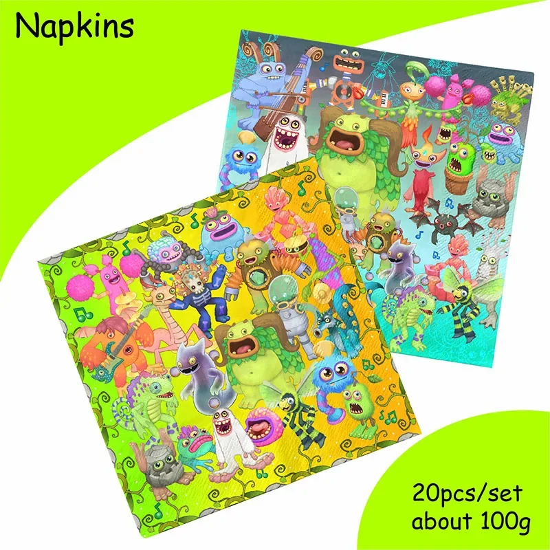 My Singing Monsters Theme music Party Decorations Disposable Tableware Tablecloth Sticker Napkin Banner Cake Topper Baby Shower