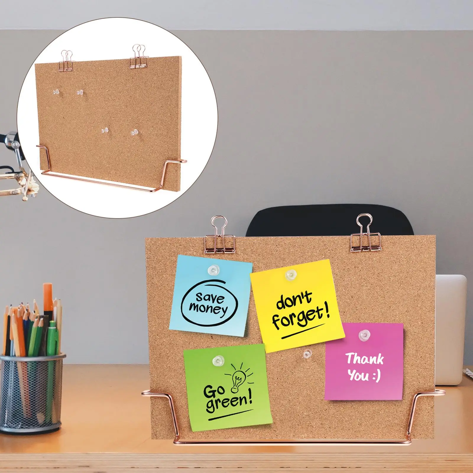 Creative Desktop A4 Golden Cork Board for Pictures Mail Menu Travel Plans Calendar Message Display Bracket Office Note📌