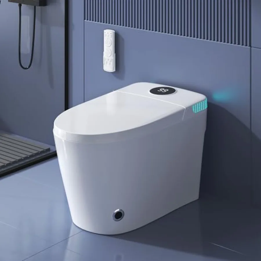 

Smart Tankless Elongated Toilet with Heated Seat Foot Sensor Flush Child Mode Dual Flush Remote Self-Cleaning Nozzle Warm Dryer