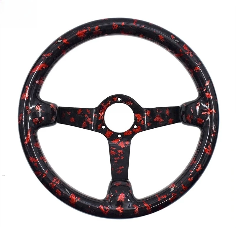 

14-Inch Red Carbon Fiber Steering Wheel 90 Deep Universal Racing Wheel
