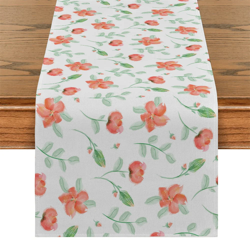 Green Woods Table Flag Cute Rabbit Flower Plant Table Runner Hotel Holiday Party Family Kitchen Children'S Table Aesthetic Decor