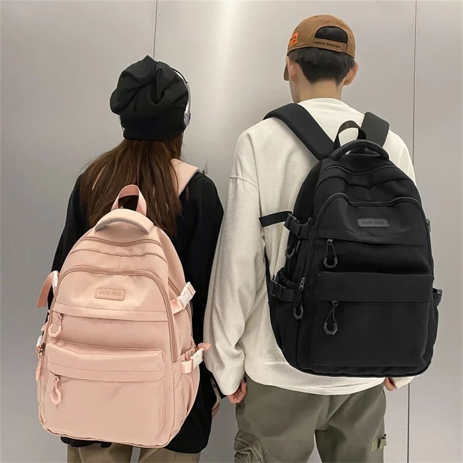 High Quality Large Capacity College Students Middle Students Computer Boy Solid Color Schoolbag Male Junior High School Students