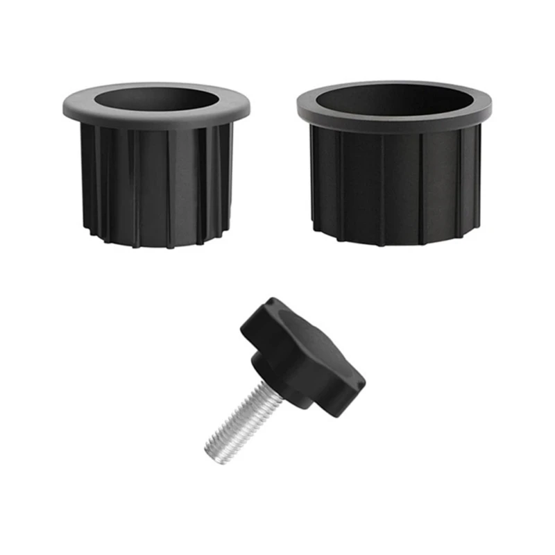 C4DF Outdoor Parasol Stand Base Insert Parts, Black Plastic 3 Piece Replacement Pack with Hand Tightening Screw and 38 Mm 48 Mm