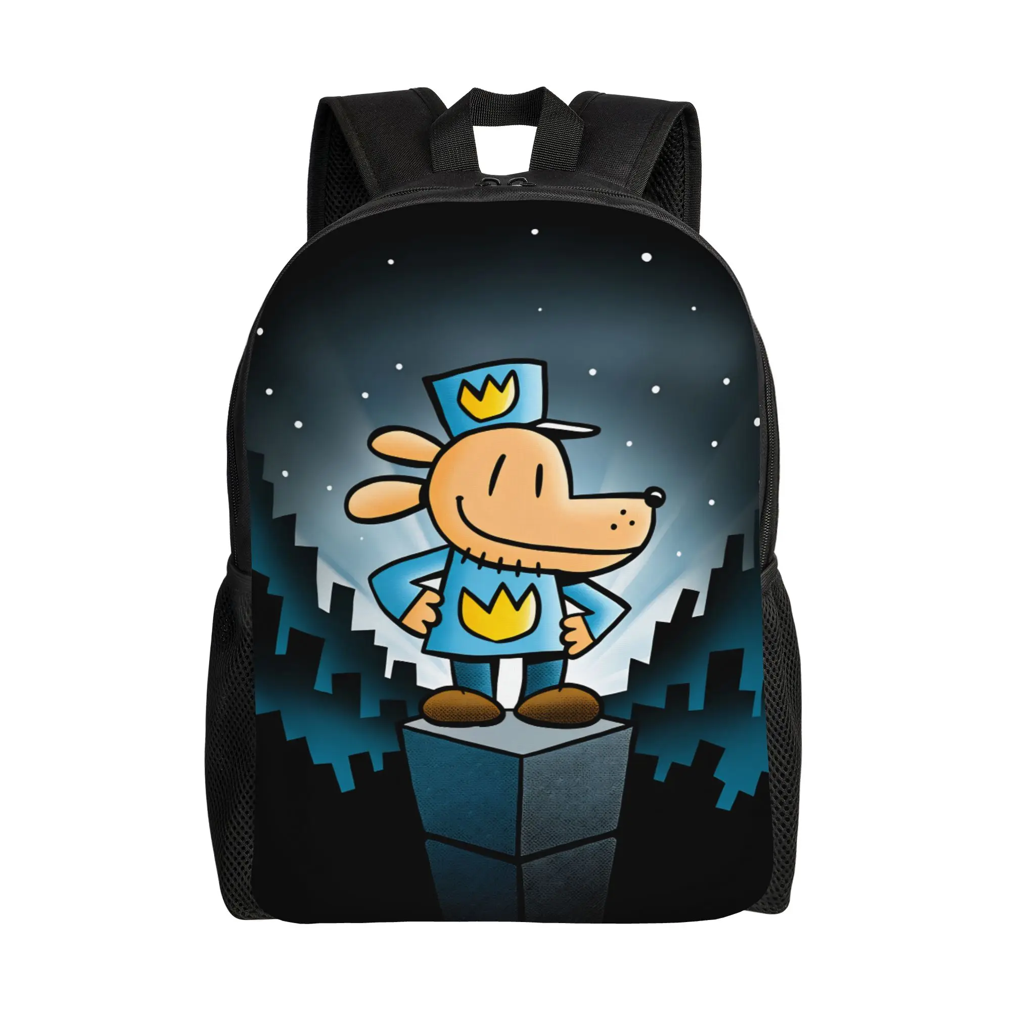 Dog Man Cartoon Backpack  Student Unisex Polyester Workout Backpacks Breathable Kawaii School Bags Rucksack