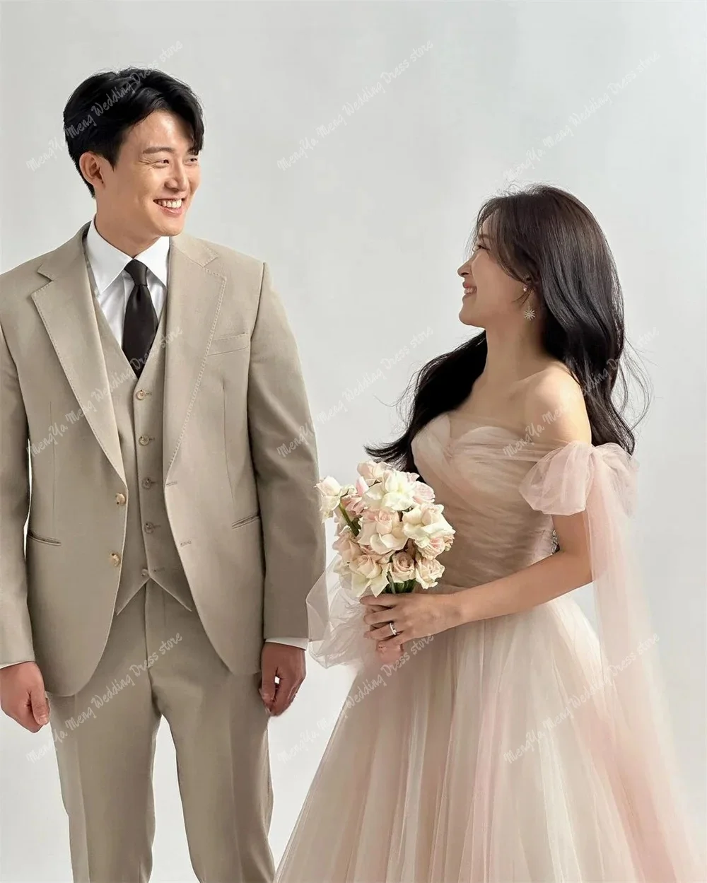 ZHUISHU Индивидуальное сказочное милое корейское тюлевое свадебное платье для фотосессии с корсетом на спине, длиной до пола, свадебное платье 한국 웨딩 드레스 2025