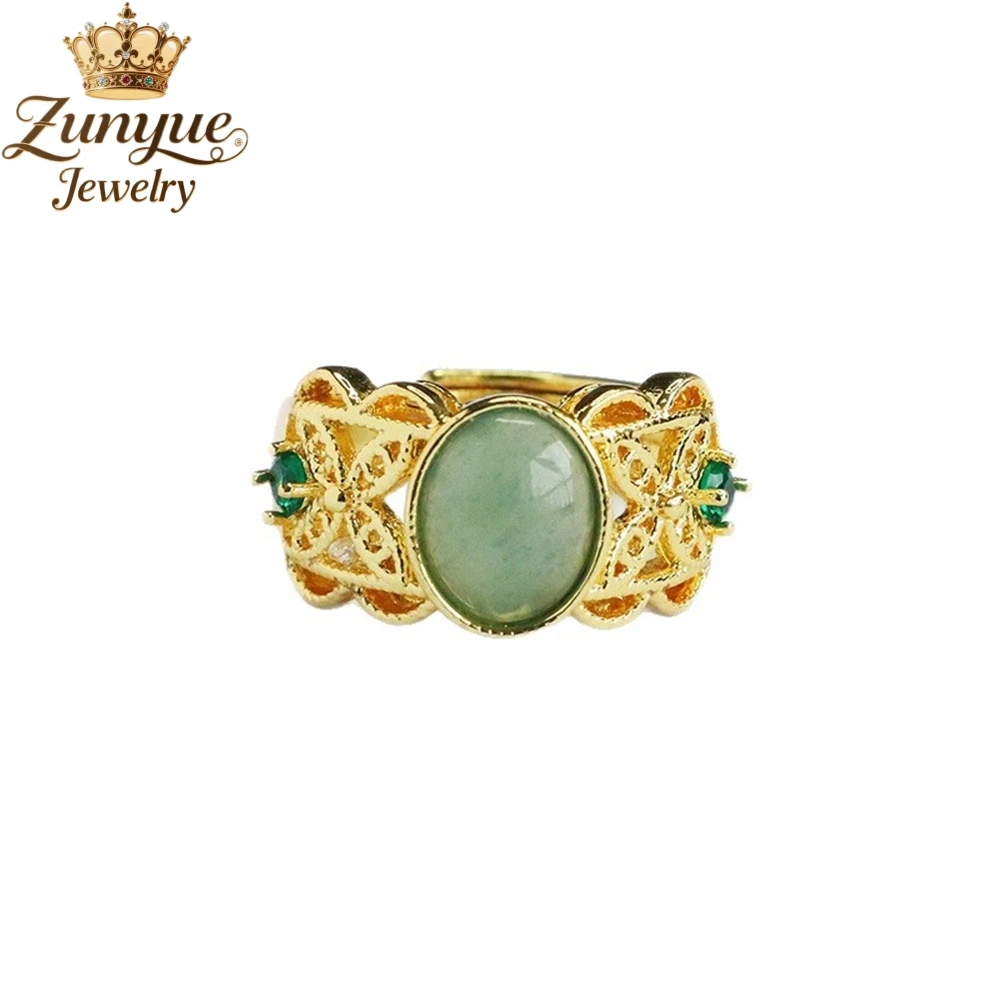 Natural Blue Water Jadeite Butterfly Hollowed-Out Texture Ring Luxury Quality Jewelry Fashion Jewelry Exquisite Popular Charms