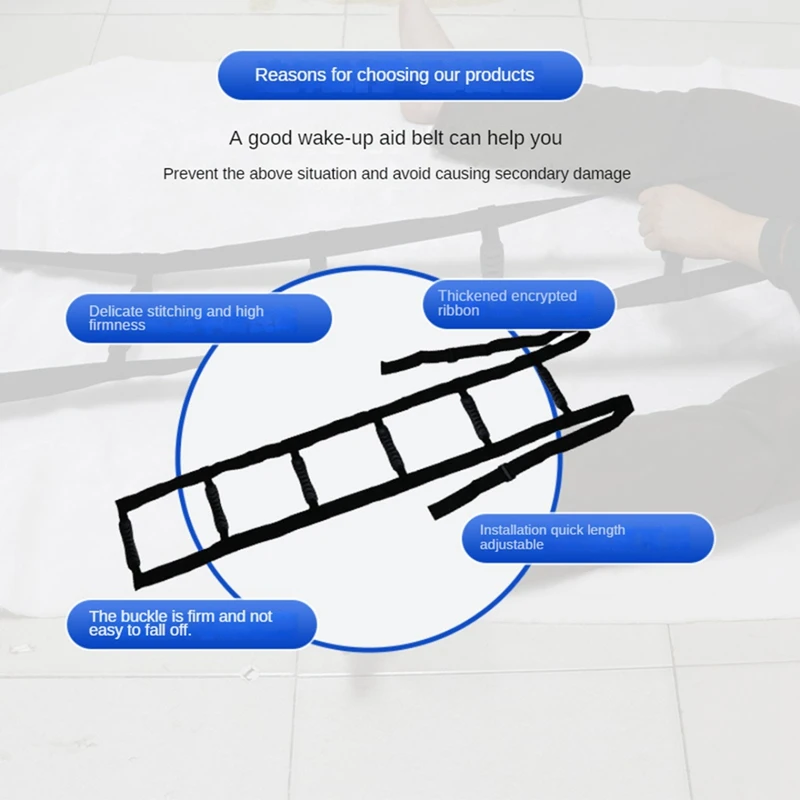 Asistencia de escalera de cama con correa de mango, Ayuda de escalera de cuerda para ancianos, recuperación de lesiones, Riel de cama de paciente, dispositivos de asistencia duraderos