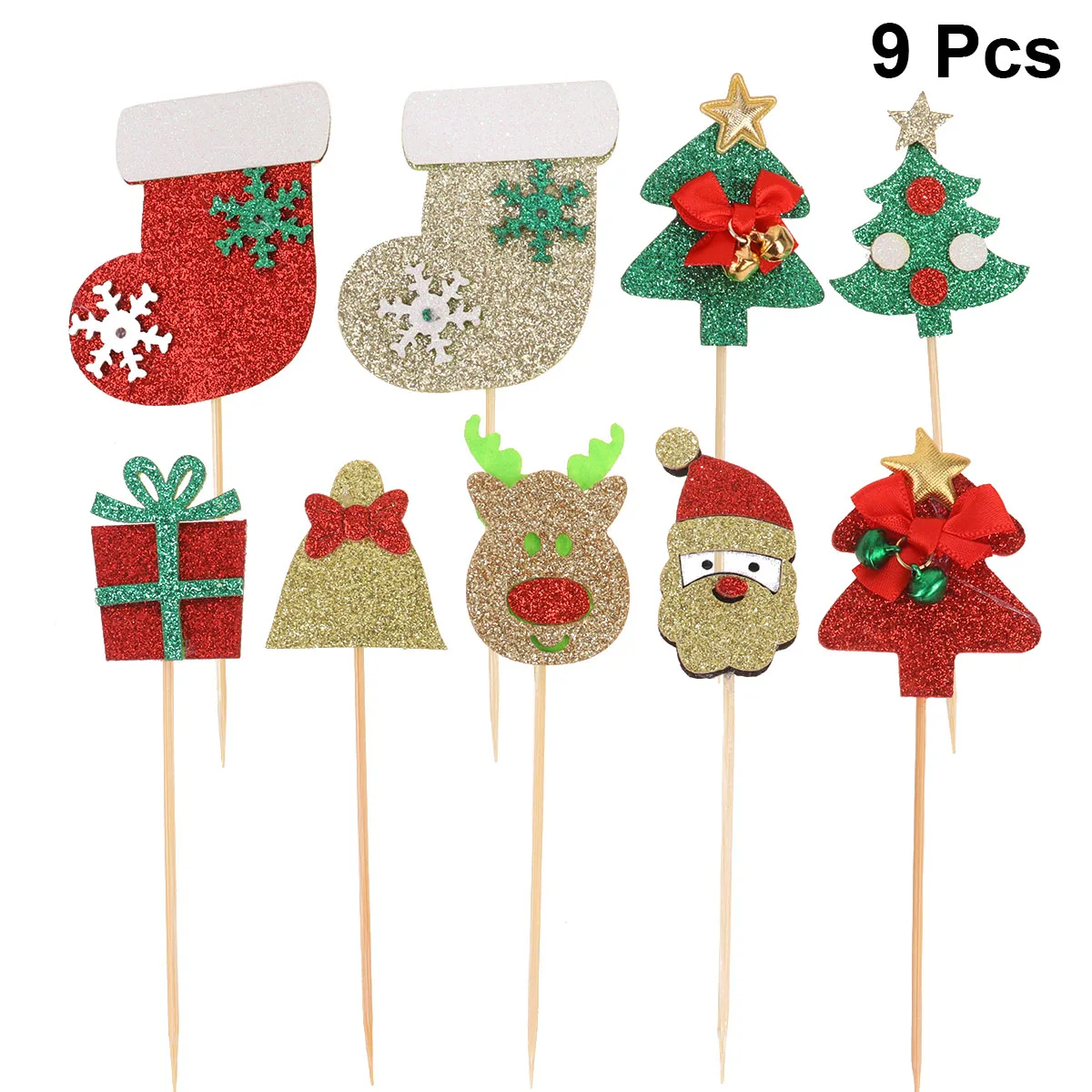 

9 PCS Cake Decoration Insert Cupckae Topper Cupcake Picks Christmas Ornaments Toppers
