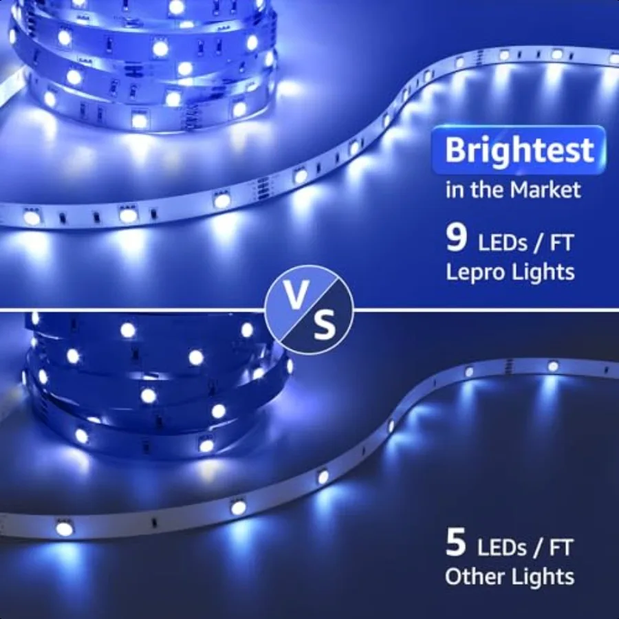 RGB LED Strip Lights Christmas Decor 16.4ft Flexible LED Light Strip 5050 SMD LED Color Changing Rope Light with Remote Control