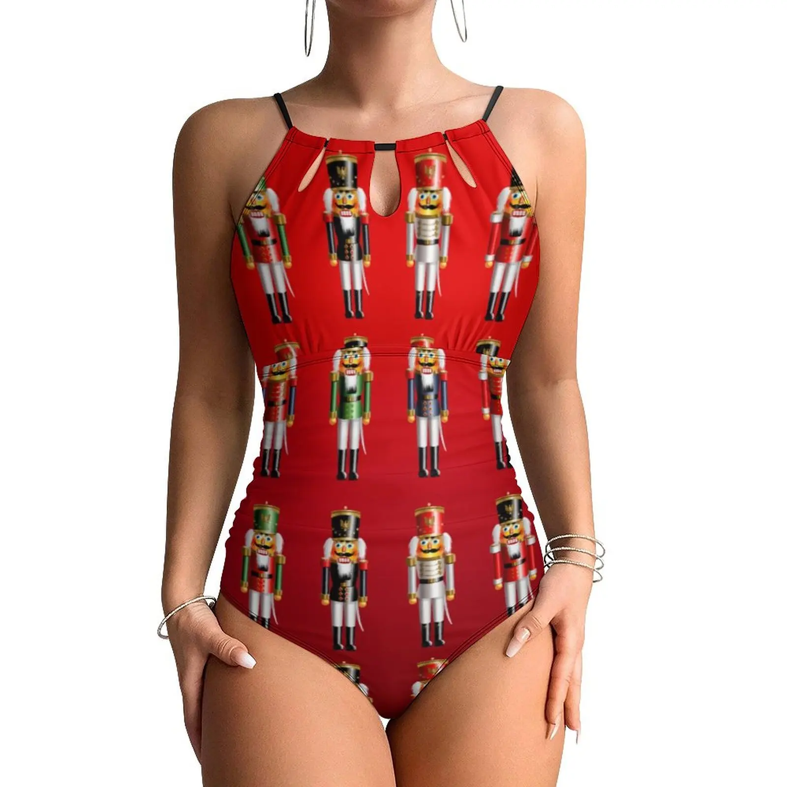 Cute Nutty Nutcracker Swimsuit Cartoon Army Push Up Swimwear One Piece Sport Monokini Swimsuits Sexy Graphic Beachwear Plus Size