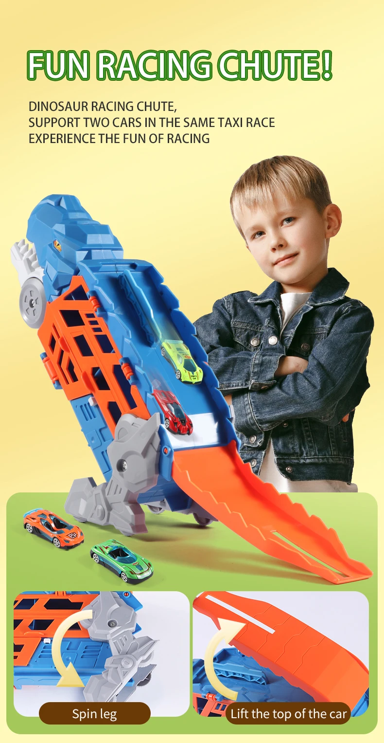 Dinosaurier-Morphing-Rennstrecken-Auswurfauto-Spielzeug, Legierungsauto-Modell, Jungen-Morphing-Gleit-Auswurf-Transport-Puzzle, Geburtstagsgeschenk – Detail 4