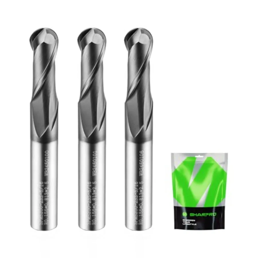 

Carbide Ball Nose End Mills 2 Flute 5/6 Inch SHK. and Cutting Dia. D Carving High-Speed and Deep Cutting AlCrN Coated Apply for