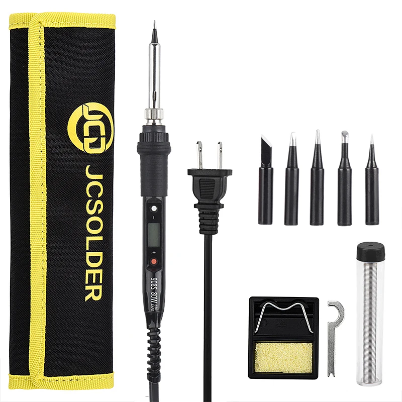 JCD 80W Electric Soldering Iron Kit with Adjustable Temperature LCD Digital Display And Soldering Paste 220V/110V Welding Tool S