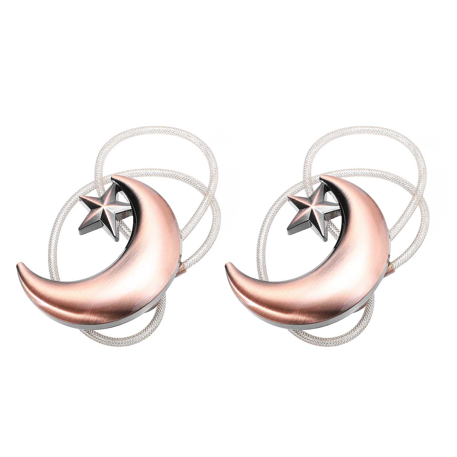 

2pcs Magnetic Curtain Tiebacks Moon Shape Decorative Holder No Hook Required Easy Install Wall Safe for Curtains Drapery Sheers
