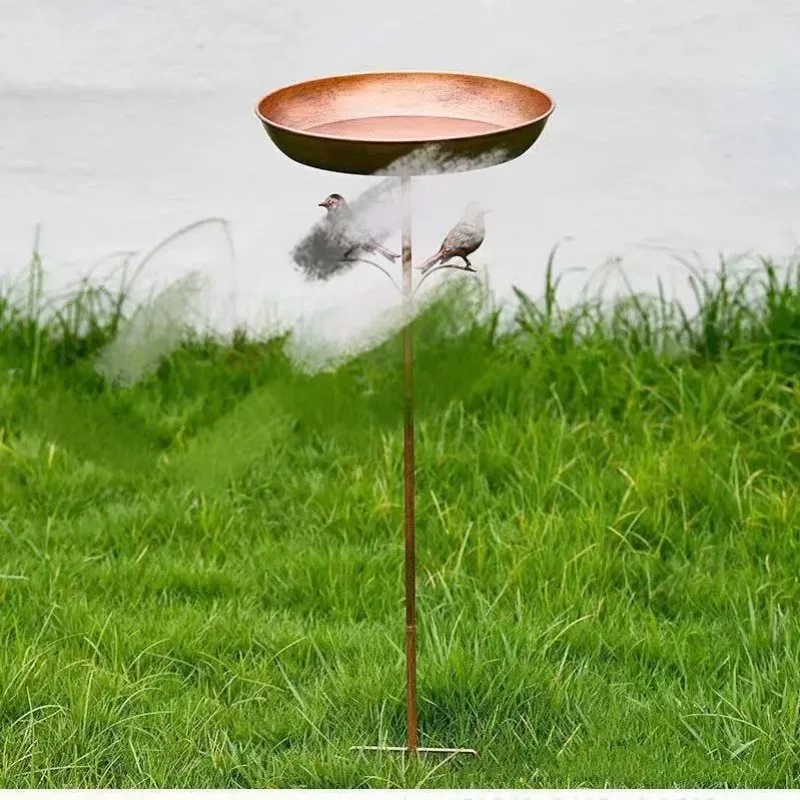 Outdoor wrought iron bird bathtub floor insert creative retro garden courtyard wrought iron decorative bird bathtub bird feeder