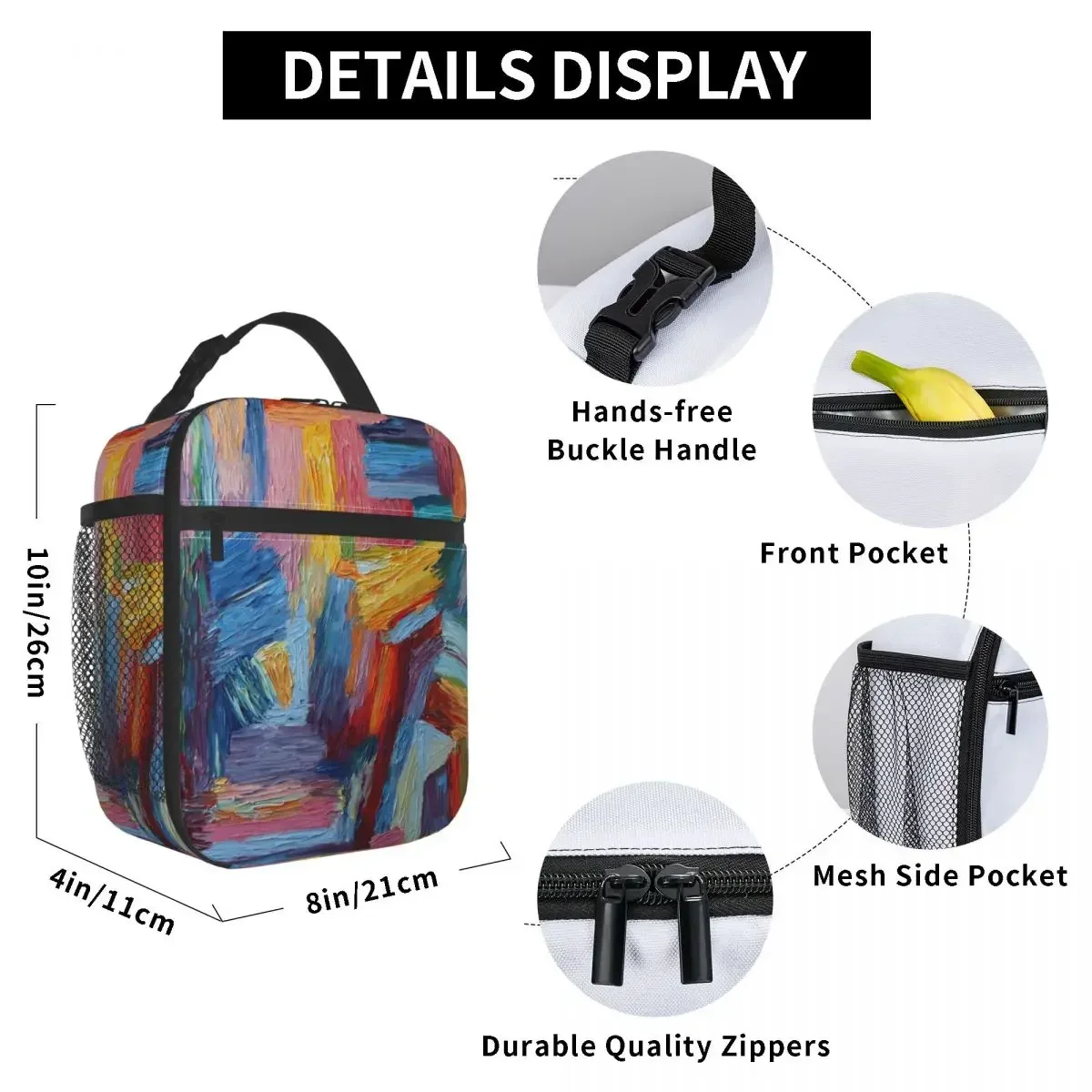 Paint Brush Lunch Bag Colorful Lunch Box Children Casual Print Thermal Lunch Bags Waterproof Convenient Cooler Bag