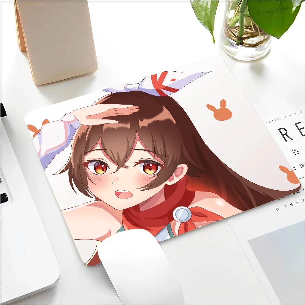 Amber Genshin Impact Mousepad Small LockEdge Mouse Pad For Gamers Computer Desk Pad Rectangular Anti-slip Rubber