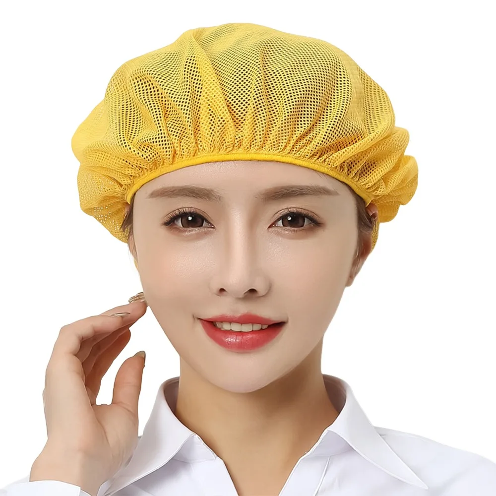 Durable Elastic Mesh Work Hat Dust-proof Oil-Resistant Catering Work Wear Breathable Chef Hat Food Service