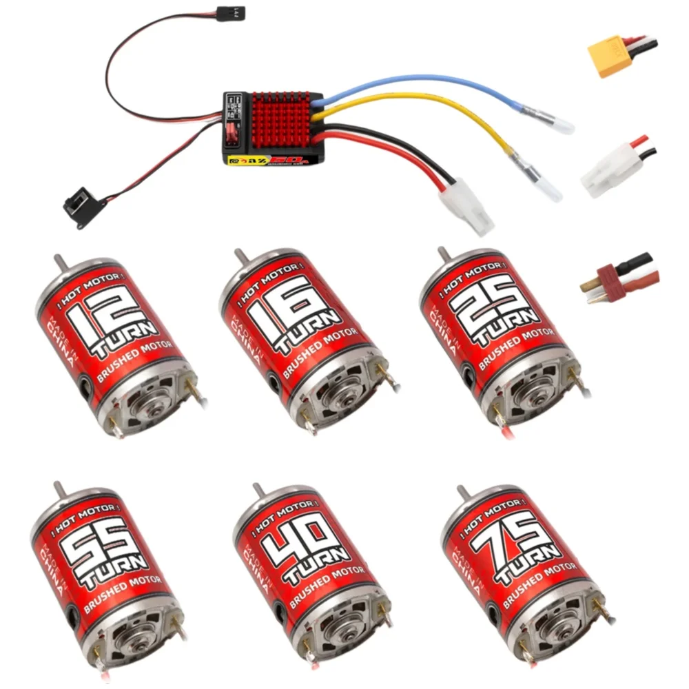 RCXAZ 540 Pro Brushed Motor 12T-75T 60A Waterdichte ESC Snelheidsregelaar Combo voor 1/10 RC Crawler Klim Drift Auto Boot - afbeelding 2