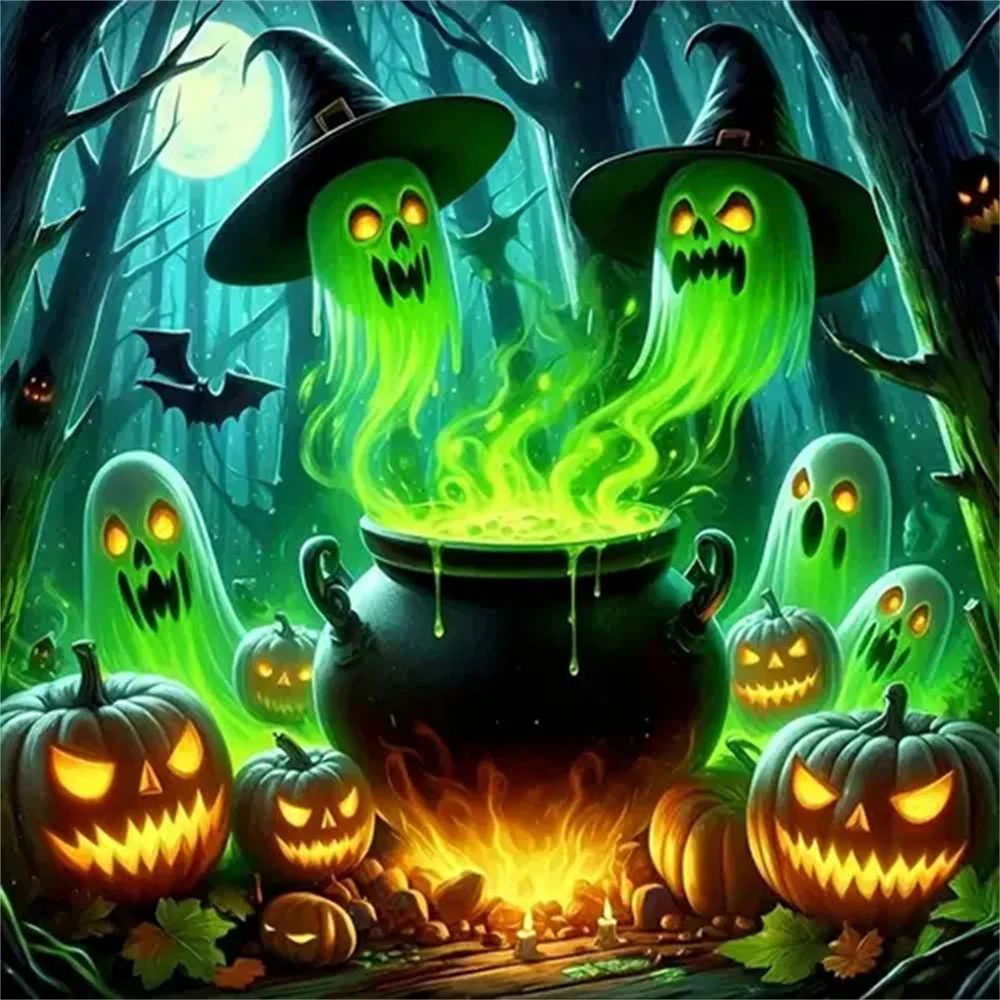 Ghost Diamond Painting Full Square Round Diamond Embroidery Halloween Handmade Gift