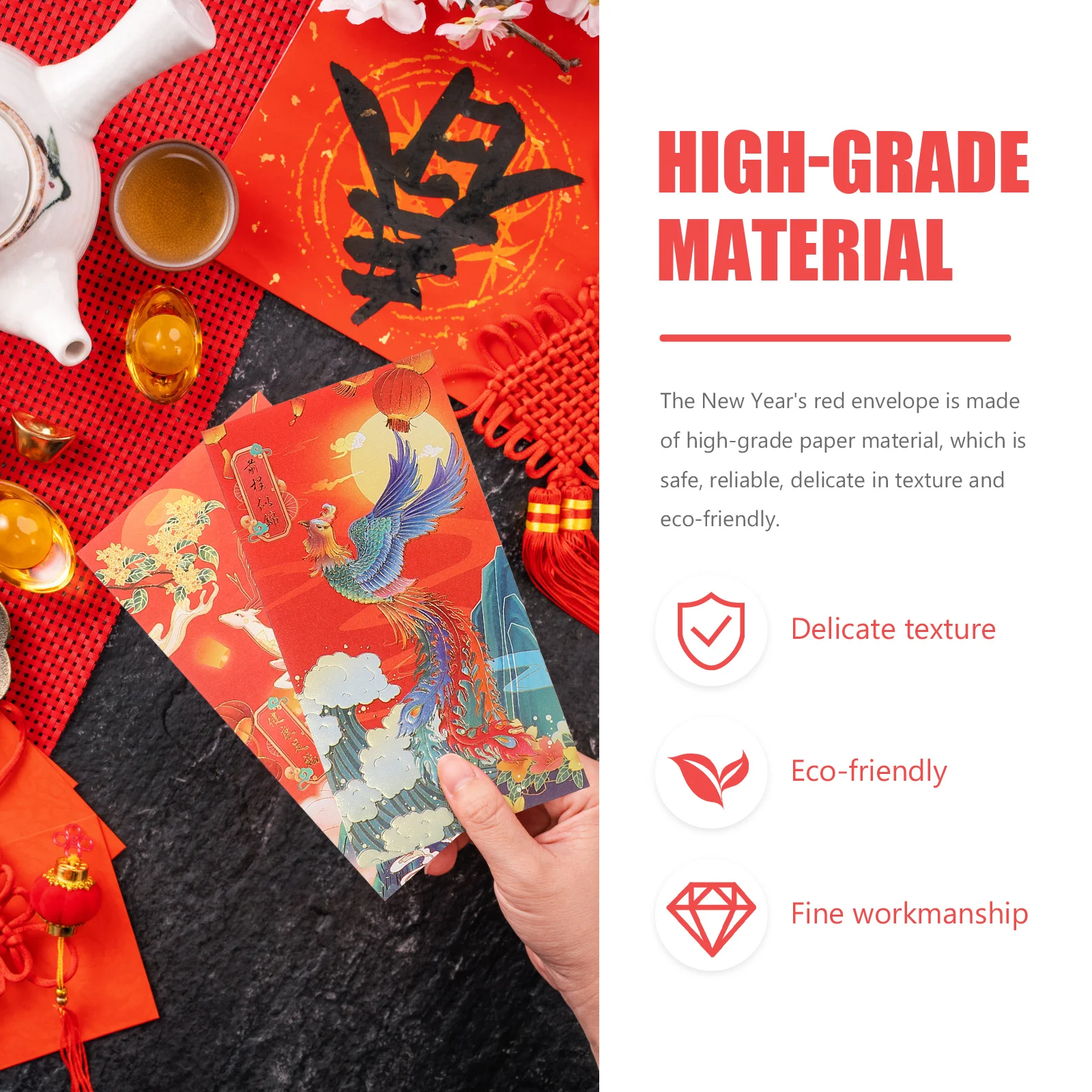 

12pcs Chinese New Year Envelopes Money Pouches Paper Packets Spring Festival Gift Mixed Color Lucky Party Red Packets For