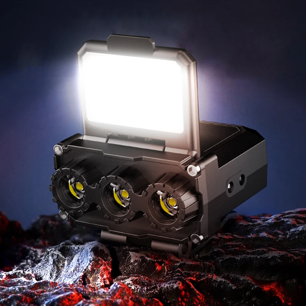 LED Induction Headlamp Waterproof Type-C USB Rechargeable Mini Cap Clip Light Portable Hunting Light for Camping Fishing Lantern