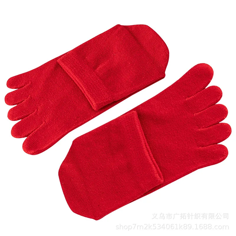 2023 Big Red Five Finger Socks For Women Men New Year Red Middle Tube Socks Cotton sweat absorbing Autumn Winter Couple Socks