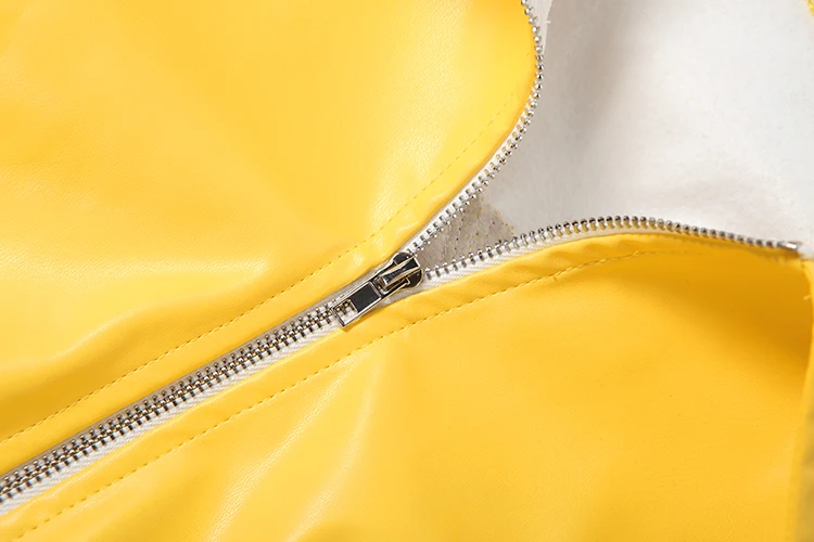 Kliou PU-Lederjacke für Damen, Herbsttrend, Reißverschluss-Cardigan, lange Ärmel, Buchstabendruck, bauchfrei, angesagter High-Street-Stil. – Detail 8