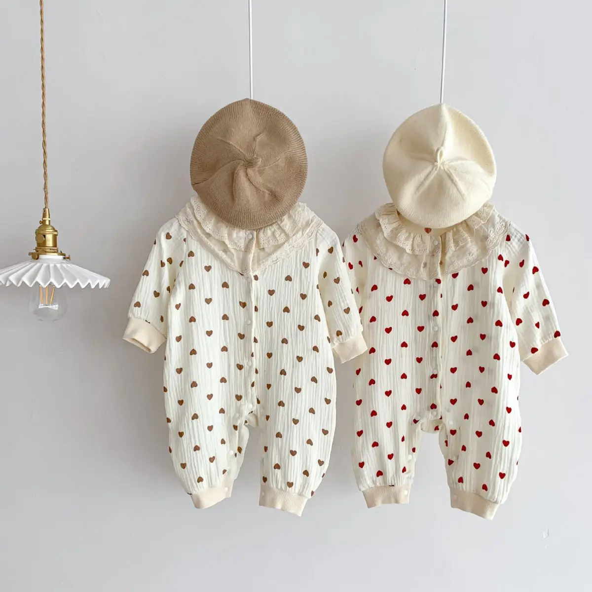 2023 Outono Estilo Estrangeiro Bebê Menina Roupas Dupla Gaze Pequena Flor Romper Roupas Bebê Princesa Saia Escalada e Bodysuit bebê, Itens