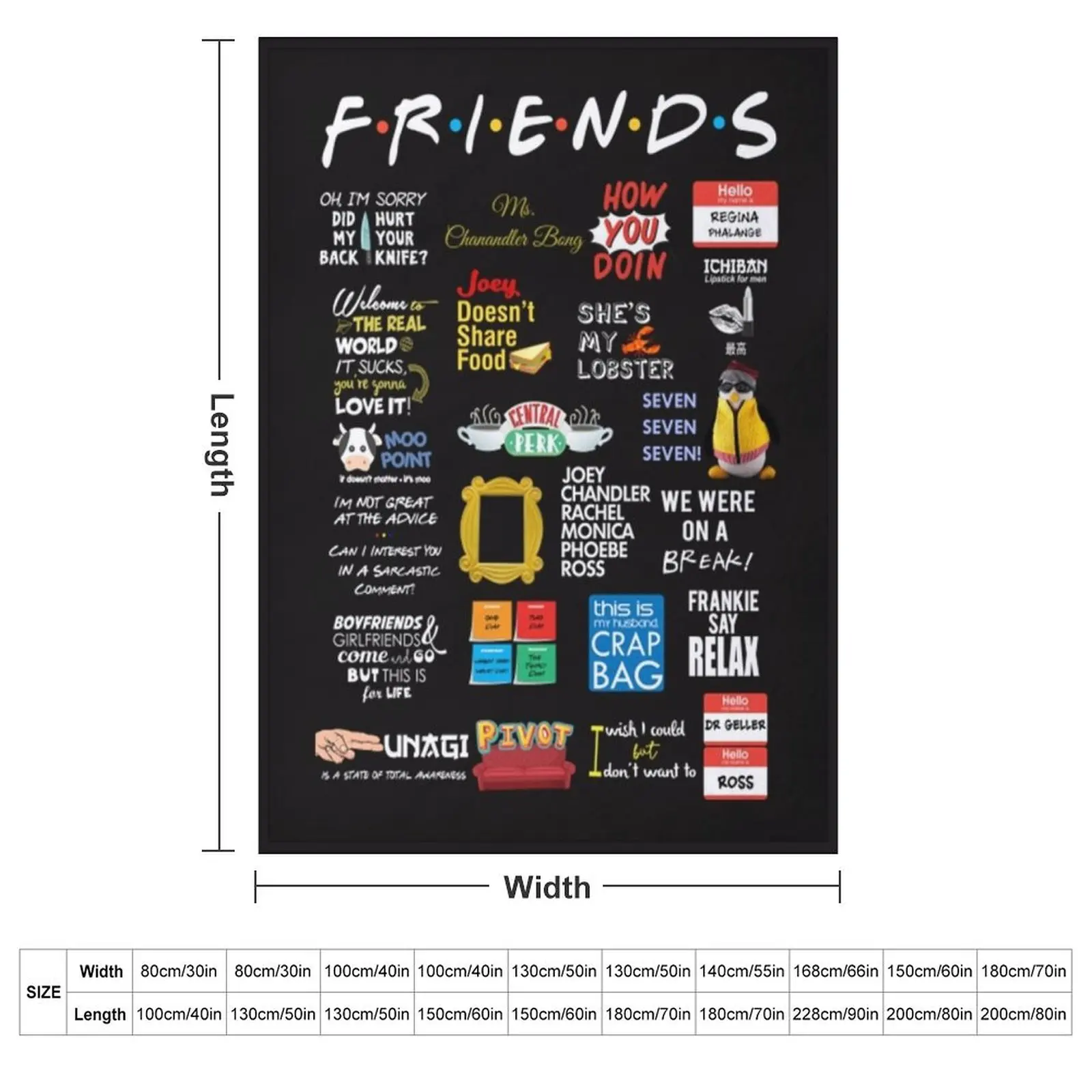 Friends Quotes T-Shirt Throw Blanket Hair Decorative Sofa Sofa Quilt Kid'S Blankets