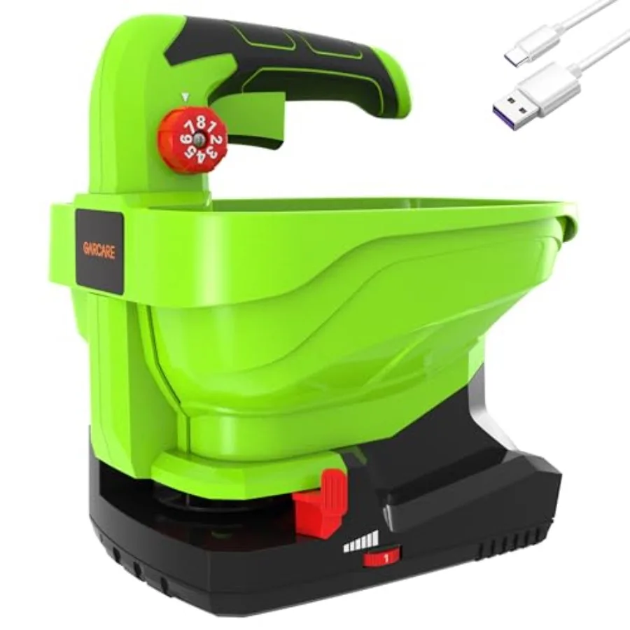 

Аккумуляторный разбрасыватель семян GARCARE 7.2V с емкостью 3.3 л и встроенным аккумулятором 2.0 Ач, кабель для зарядки в комплекте, ручной распределитель удобрений