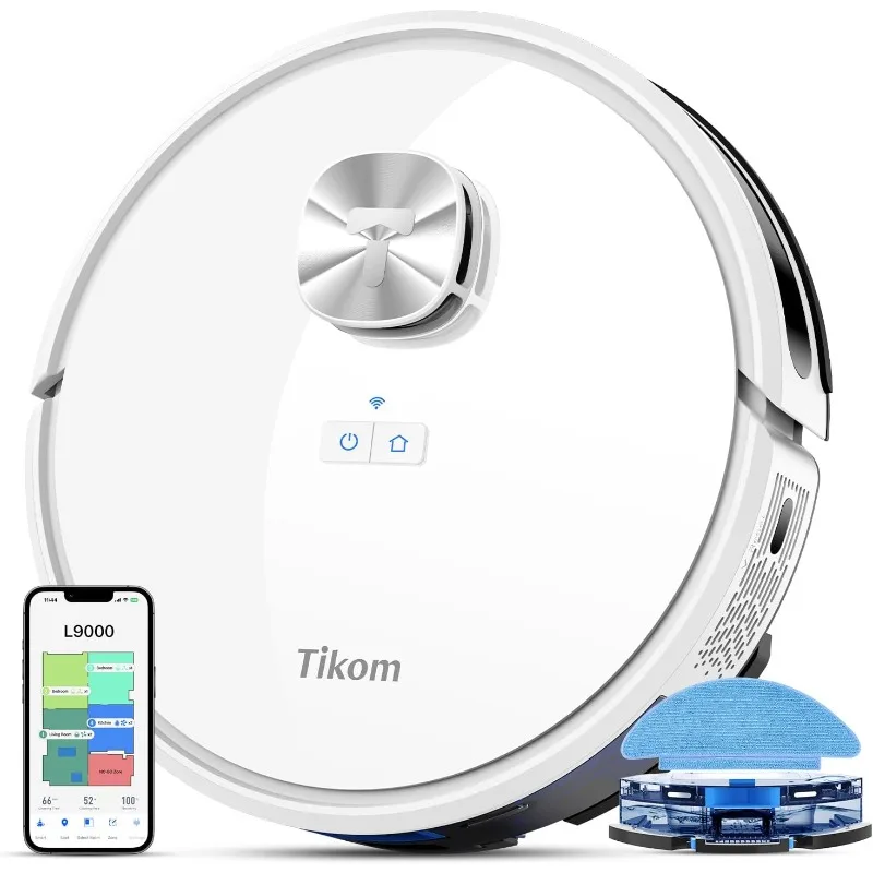 Tikom Robot Vacuum and Mop Combo, LiDAR Navigation,150Mins Max, Smart Mapping, 14 No-go Zones, Good for Pet Hair, Carpet