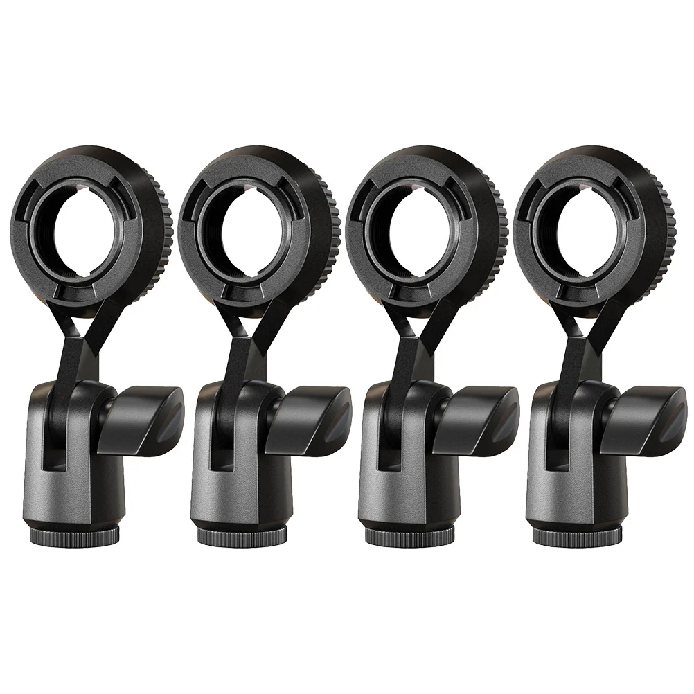 

4 Pcs Mic Wireless Microphone Clip Bracket for Handheld Microphones Clips Stands Black Holder