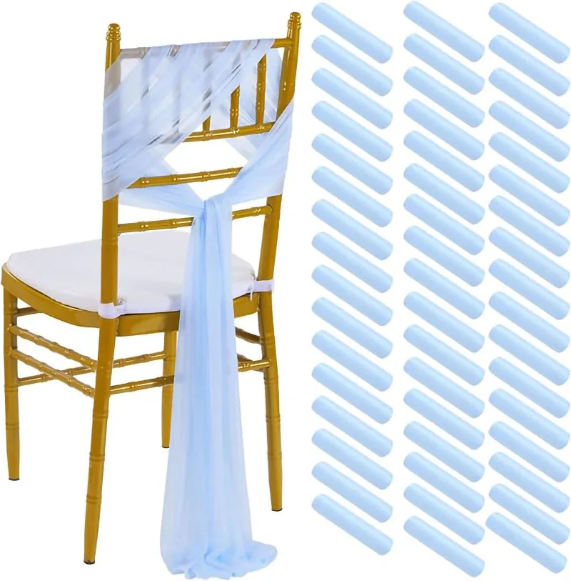 

10/50pcs 17x250cm Chiffon Chair Sashes Sash Wedding Chair Baby Shower Covers Ribbon Wedding Party Banquet Event Aisle Chair Deco